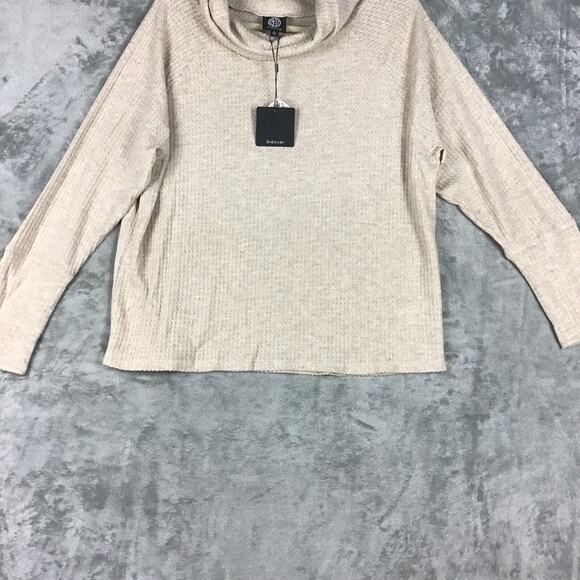 Bobeau Women's Medium Cowl Neck Waffle Knit Pullover Top Brown Heather NWOT - Picture 9 of 13